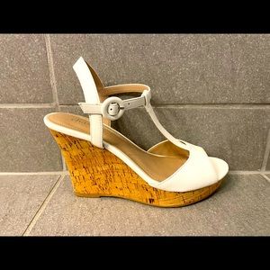 Charles by Charles David White Leather Sandal Wedges